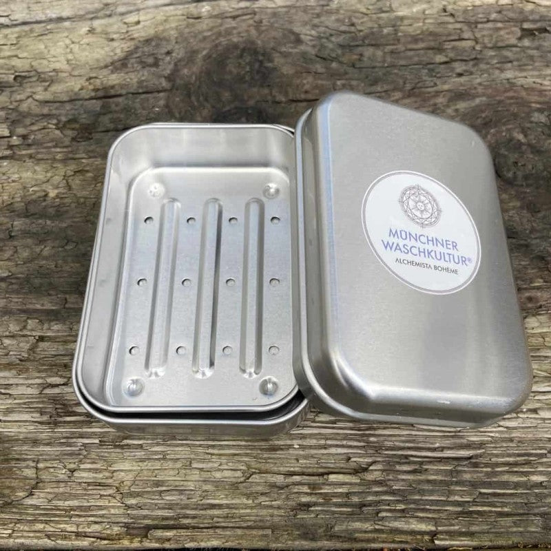 Waschkultur Seifendose mit Abtropfschale aus Aluminium