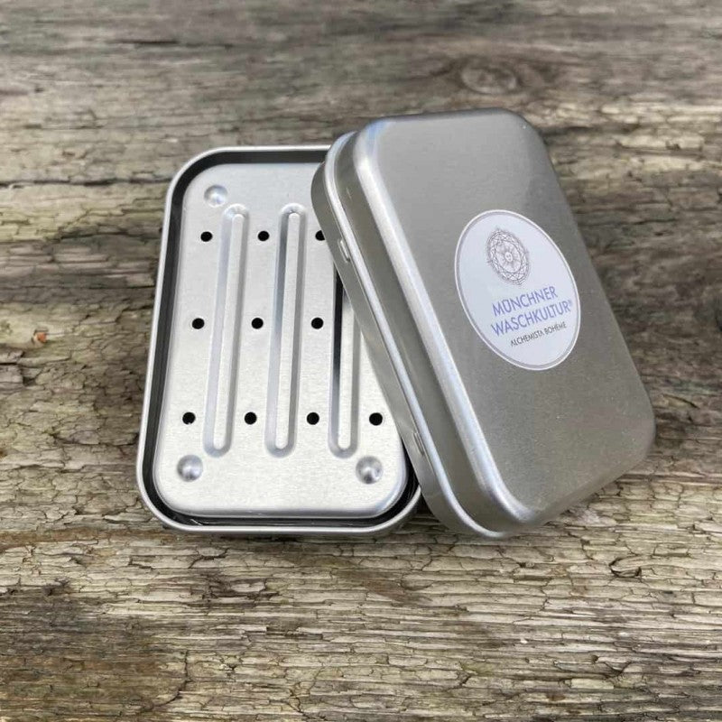 Waschkultur Seifendose mit Abtropfschale aus Aluminium